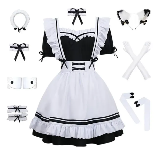 Women's Lolita Maid Cosplay Dress Full Set detail 1