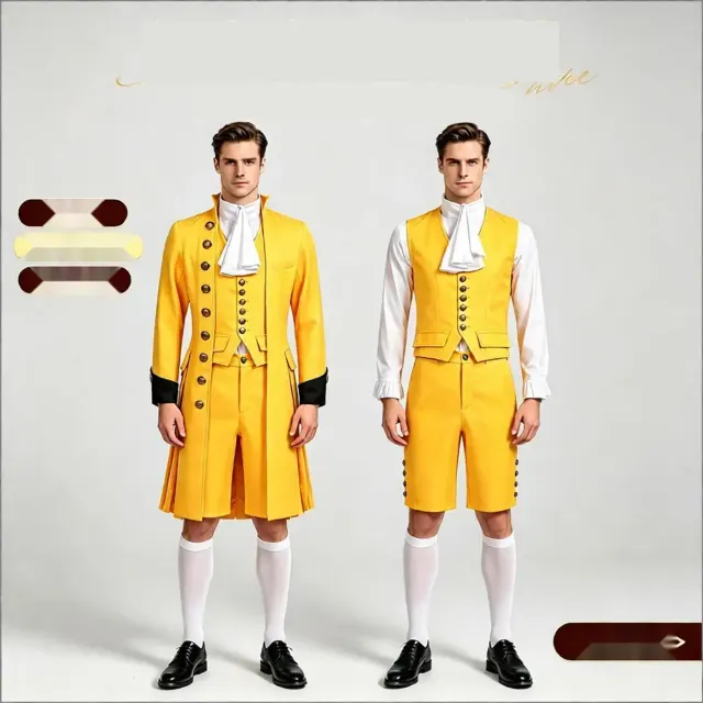 Unisex medieval British-style court costume set for Halloween cosplay and stage performances.