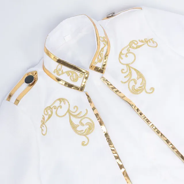 Medieval Court Gold Embroidered Prince Cosplay Jacket detail 4