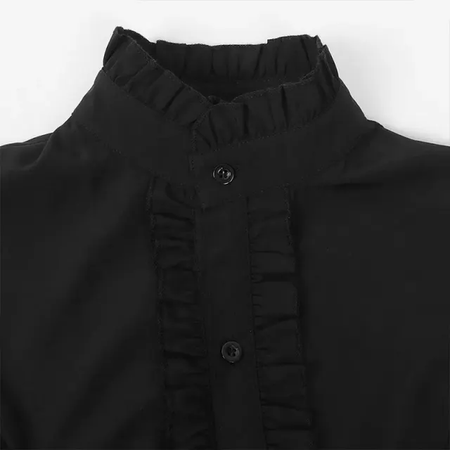 Medieval French Lace Ruffle Stand Collar Halloween Cosplay Shirt detail 8