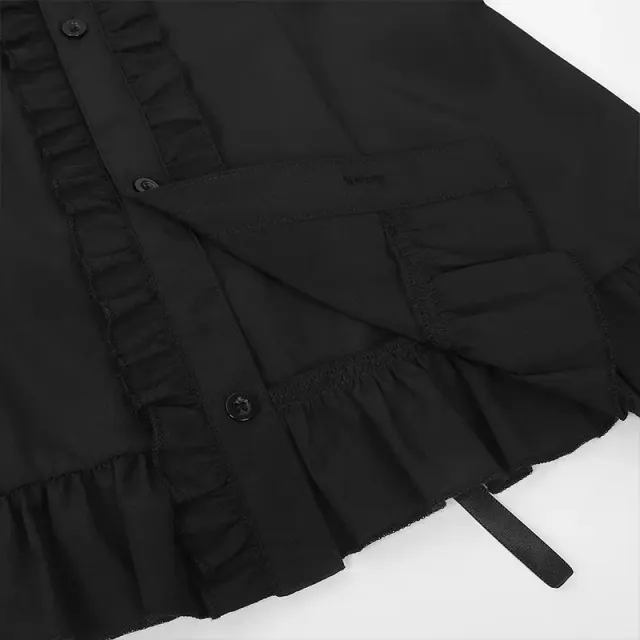 Medieval French Lace Ruffle Stand Collar Halloween Cosplay Shirt detail 9