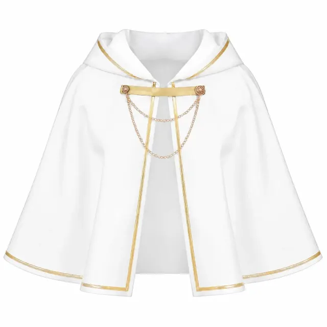 Unisex Medieval Gold-Trim Hooded Cape Halloween Cosplay Costume detail 1