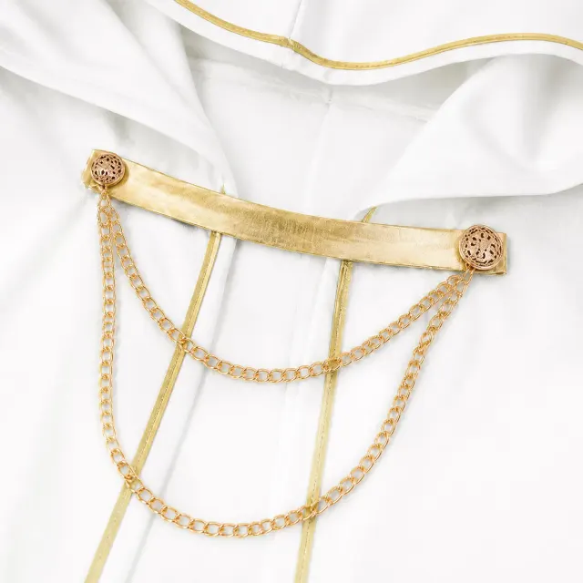 Unisex Medieval Gold-Trim Hooded Cape Halloween Cosplay Costume detail 4