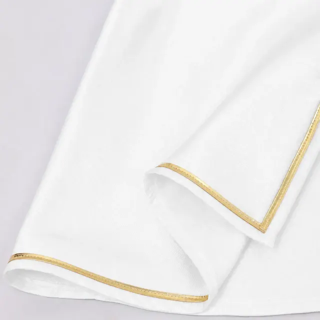Unisex Medieval Gold-Trim Hooded Cape Halloween Cosplay Costume detail 5