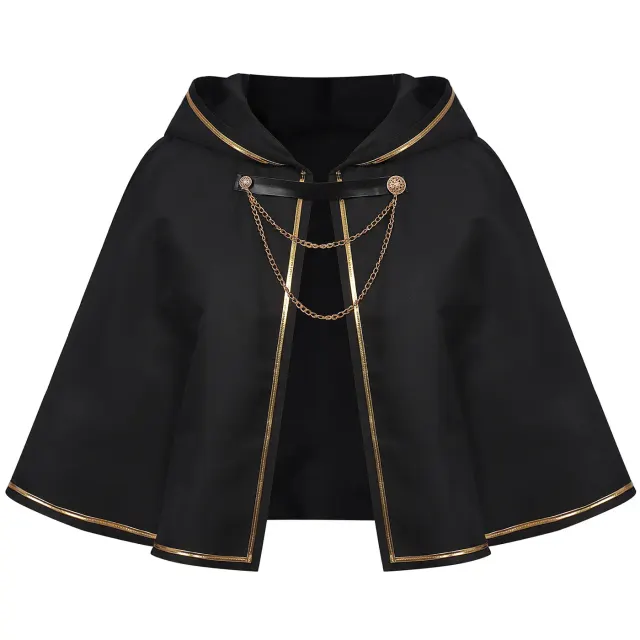 Unisex Medieval Gold-Trim Hooded Cape Halloween Cosplay Costume detail 6