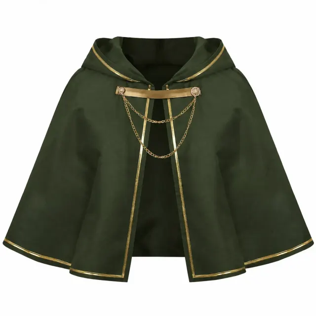 Unisex Medieval Gold-Trim Hooded Cape Halloween Cosplay Costume detail 9