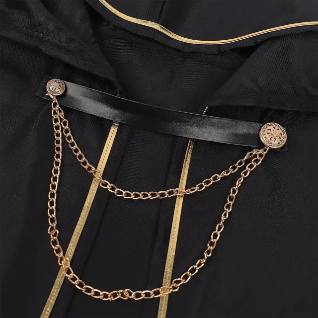 Unisex Medieval Gold-Trim Hooded Cape Halloween Cosplay Costume detail 15