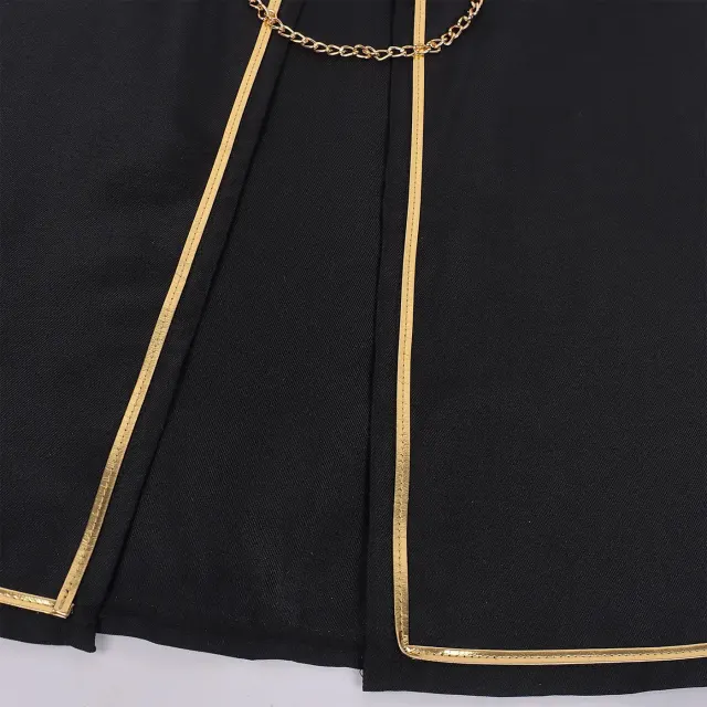 Unisex Medieval Gold-Trim Hooded Cape Halloween Cosplay Costume detail 16