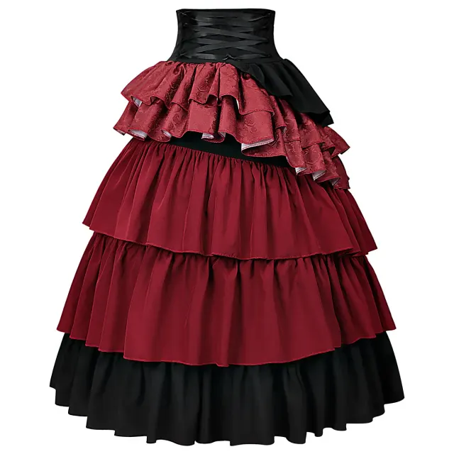 Medieval Gothic High-Waisted Tiered Pirate Skirt for Halloween detail 3