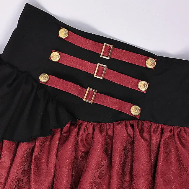 Medieval Gothic High-Waisted Tiered Pirate Skirt for Halloween detail 4