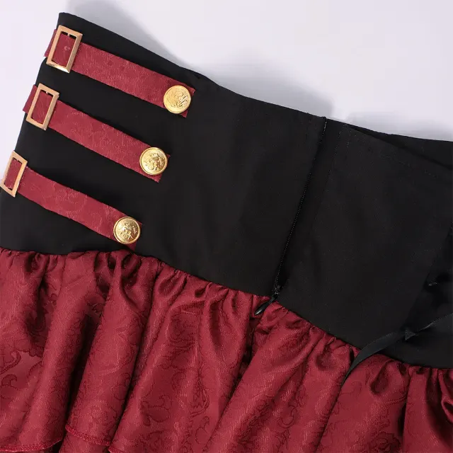 Medieval Gothic High-Waisted Tiered Pirate Skirt for Halloween detail 7