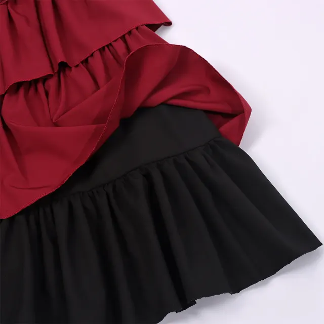 Medieval Gothic High-Waisted Tiered Pirate Skirt for Halloween detail 8