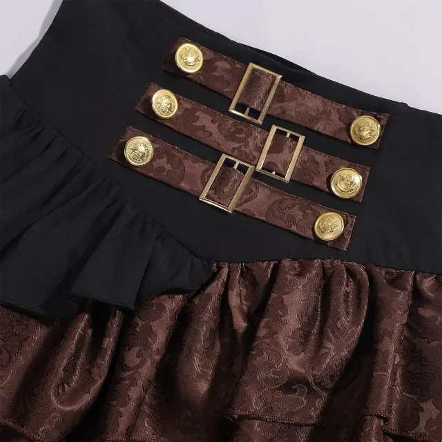 Medieval Gothic High-Waisted Tiered Pirate Skirt for Halloween detail 12