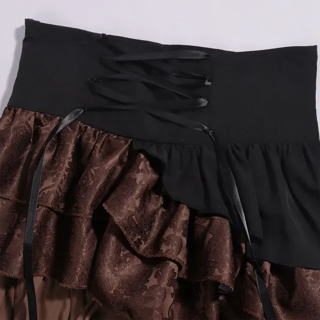 Medieval Gothic High-Waisted Tiered Pirate Skirt for Halloween detail 13