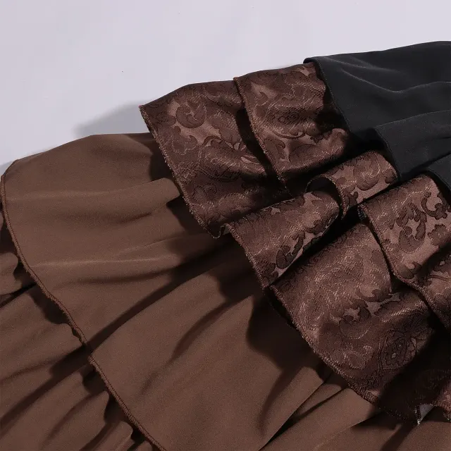 Medieval Gothic High-Waisted Tiered Pirate Skirt for Halloween detail 14