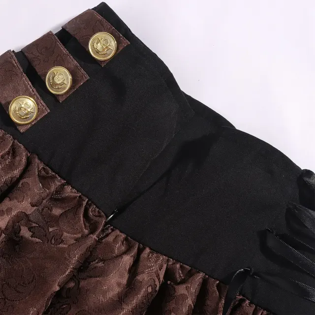 Medieval Gothic High-Waisted Tiered Pirate Skirt for Halloween detail 15