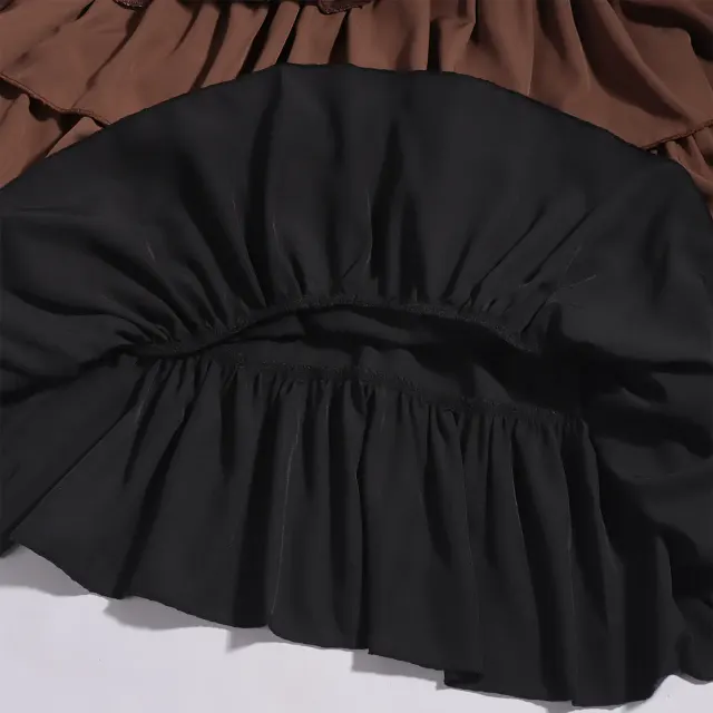 Medieval Gothic High-Waisted Tiered Pirate Skirt for Halloween detail 16