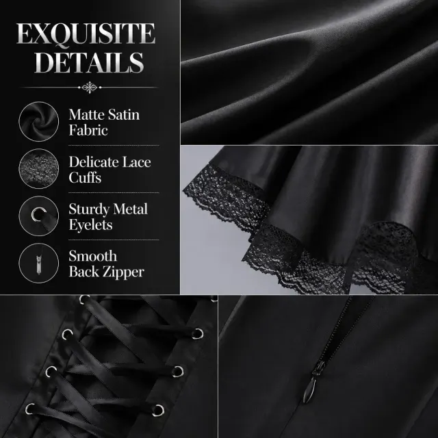 Medieval Gothic Hooded Witch Dress Cosplay Costume detail 4