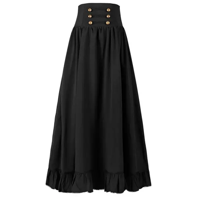 Medieval Gothic Lace-Up Ruffled Full Skirt for Women detail 3