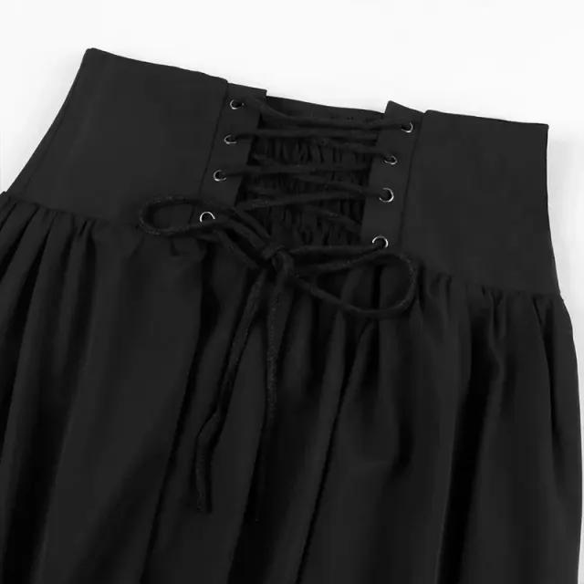 Medieval Gothic Lace-Up Ruffled Full Skirt for Women detail 5
