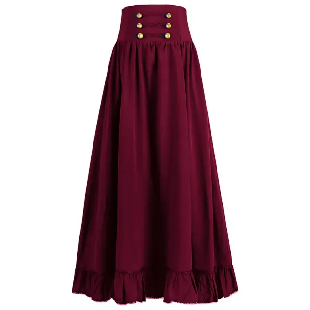 Medieval Gothic Lace-Up Ruffled Full Skirt for Women detail 9