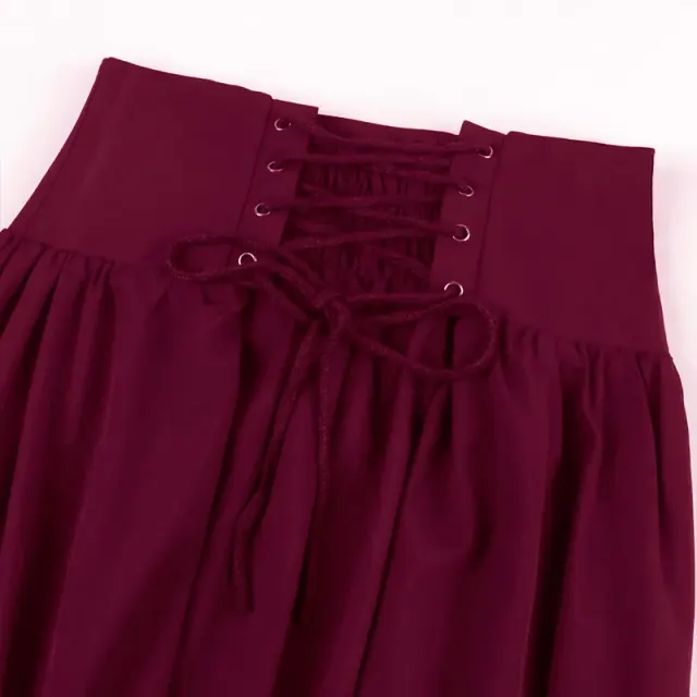 Medieval Gothic Lace-Up Ruffled Full Skirt for Women detail 12