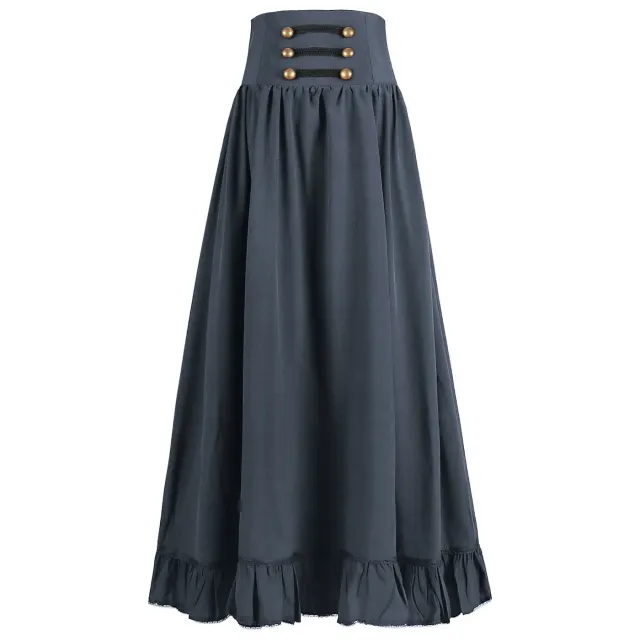 Medieval Gothic Lace-Up Ruffled Full Skirt for Women detail 16
