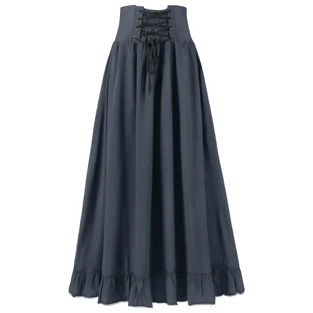 Medieval Gothic Lace-Up Ruffled Full Skirt for Women detail 17