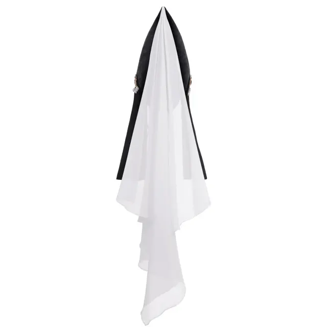 Medieval Henin Hat with Veil Renaissance Women's Costume Headpiece detail 2