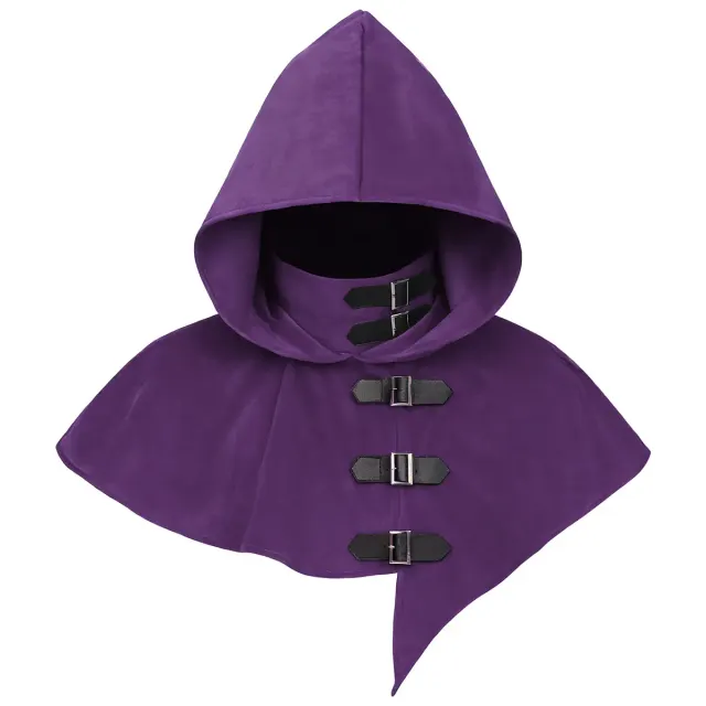 Medieval Hooded Cape Vintage Buckle Stage Performance Costume detail 11