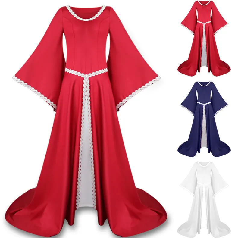 Medieval Hooded Lace-Up Cosplay Dress with Bell Sleeves detail 11