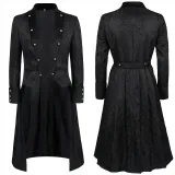 Long Robe Jacquard Coat - Black