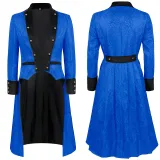 Long Robe Jacquard Coat - Blue