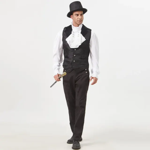 Medieval Jacquard Contrast Vest for Theater and Stage detail 7