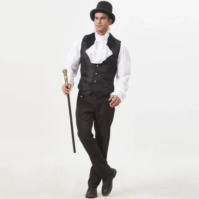 Medieval Jacquard Contrast Vest for Theater and Stage detail 8