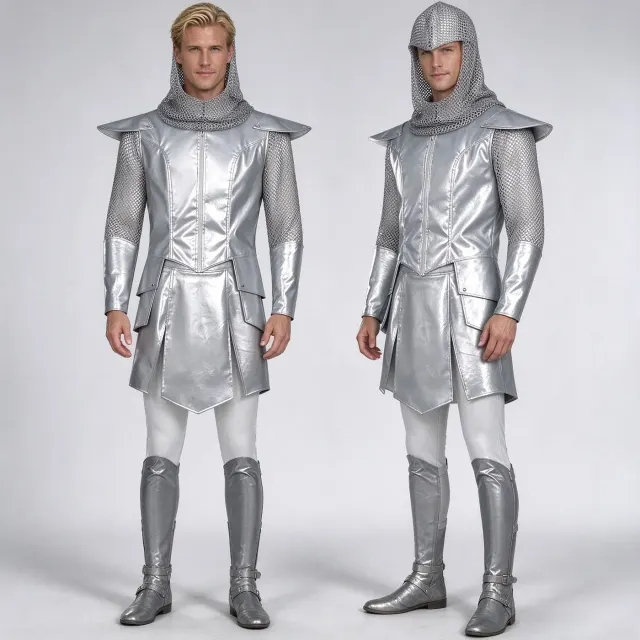 Medieval Knight Chainmail Cosplay Set Halloween Warrior Costume detail 1
