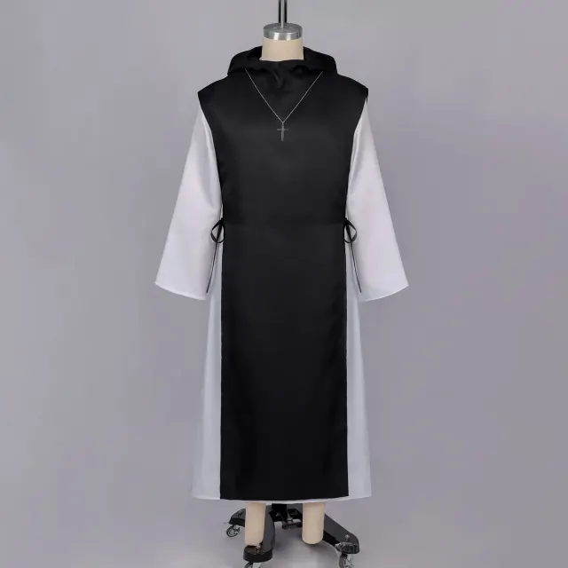 Medieval Monk Robe Grim Reaper Hooded Cloak Halloween Costume detail 1