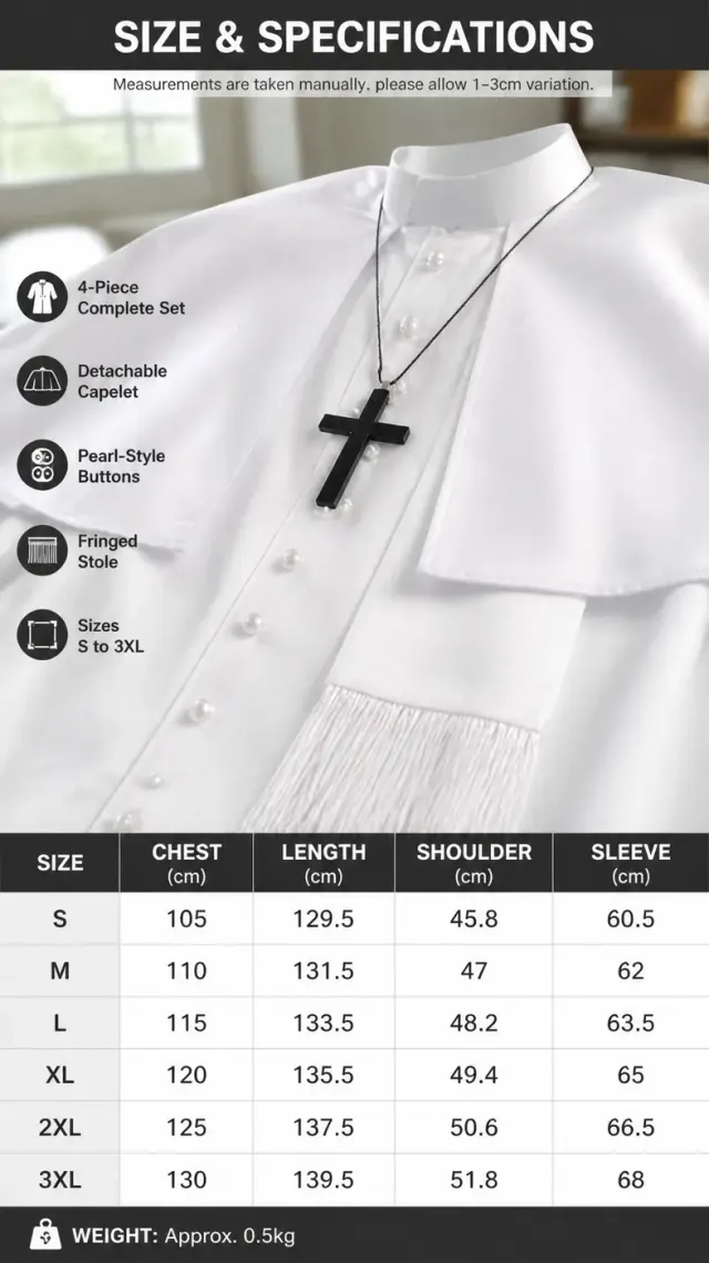 Medieval Priest Cosplay Costume with Cape and Accessories detail 7