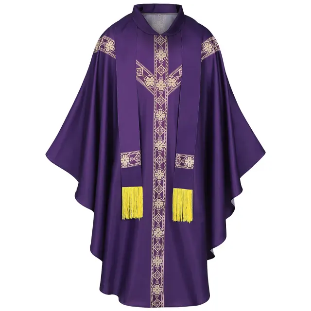 Mittelalterliche Priester-Mönchs-Cosplay-Robe mit bedrucktem Umhang Detail 1