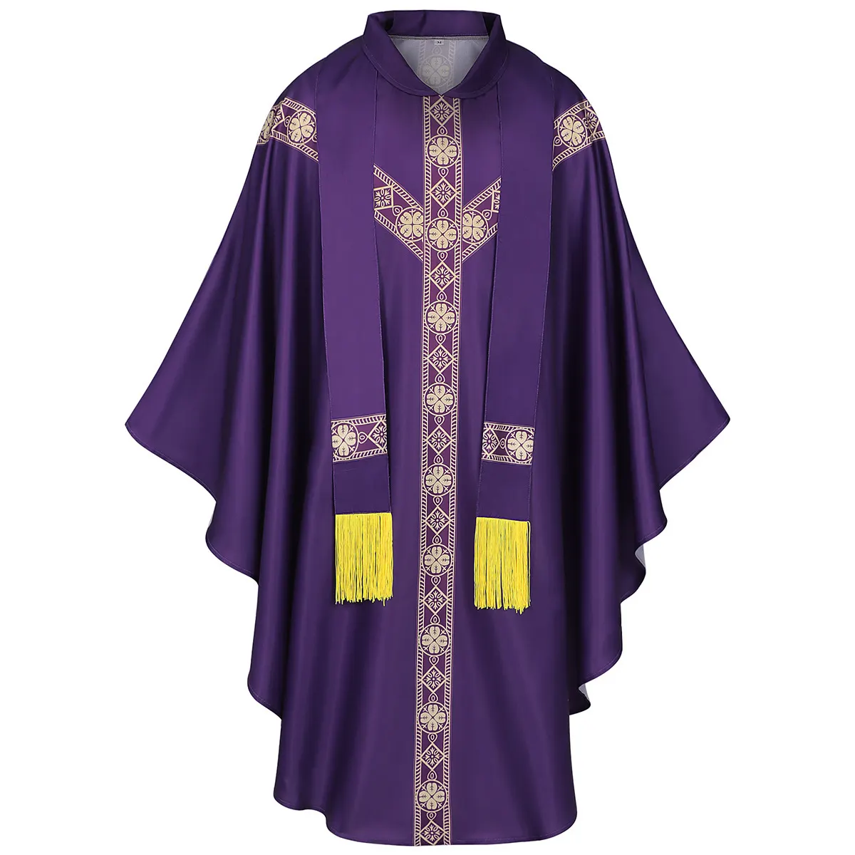 Medieval Priest Monk Cosplay Robe with Printed Cape detail 1