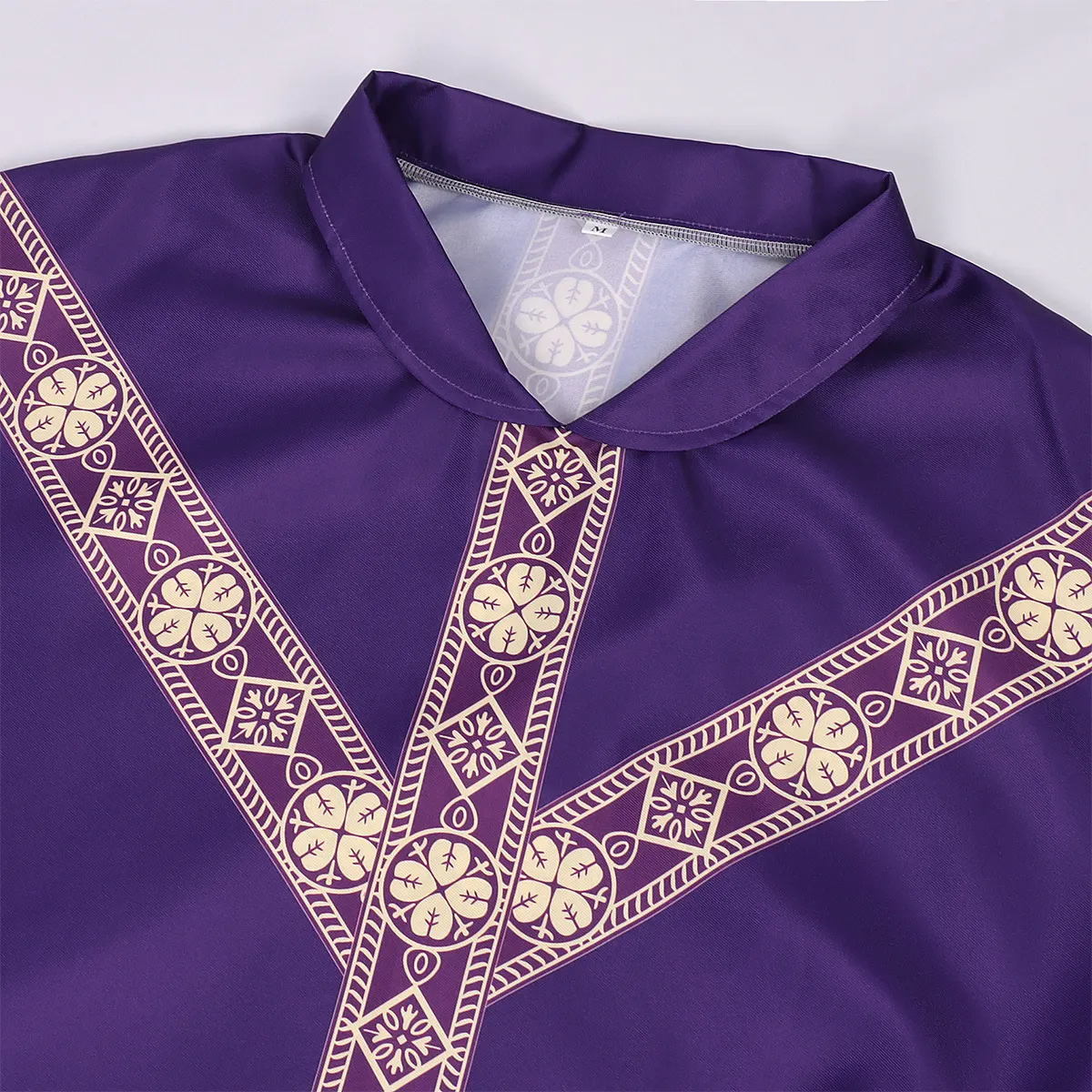 Medieval Priest Monk Cosplay Robe with Printed Cape detail 3