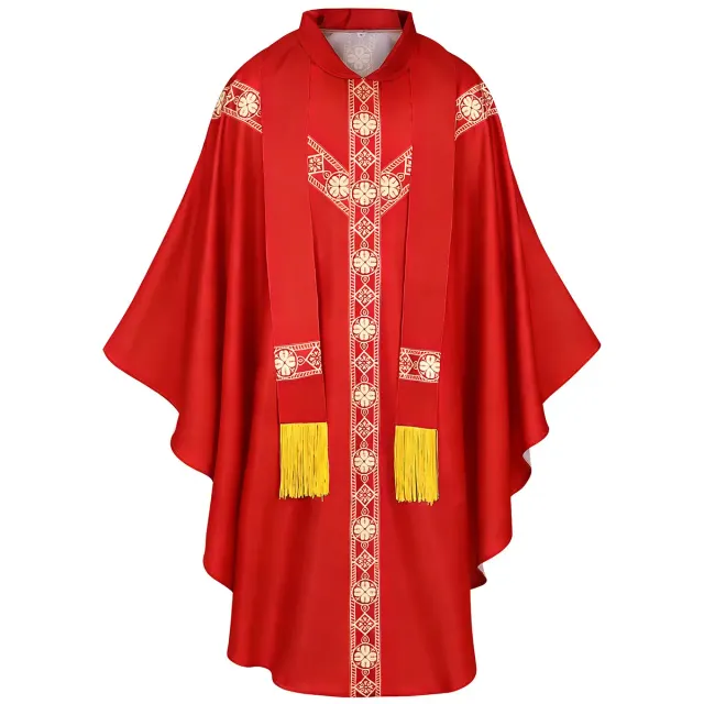 Mittelalterliche Priester-Mönchs-Cosplay-Robe mit bedrucktem Umhang Detail 9