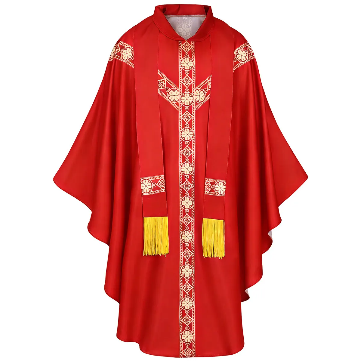 Medieval Priest Monk Cosplay Robe with Printed Cape detail 9
