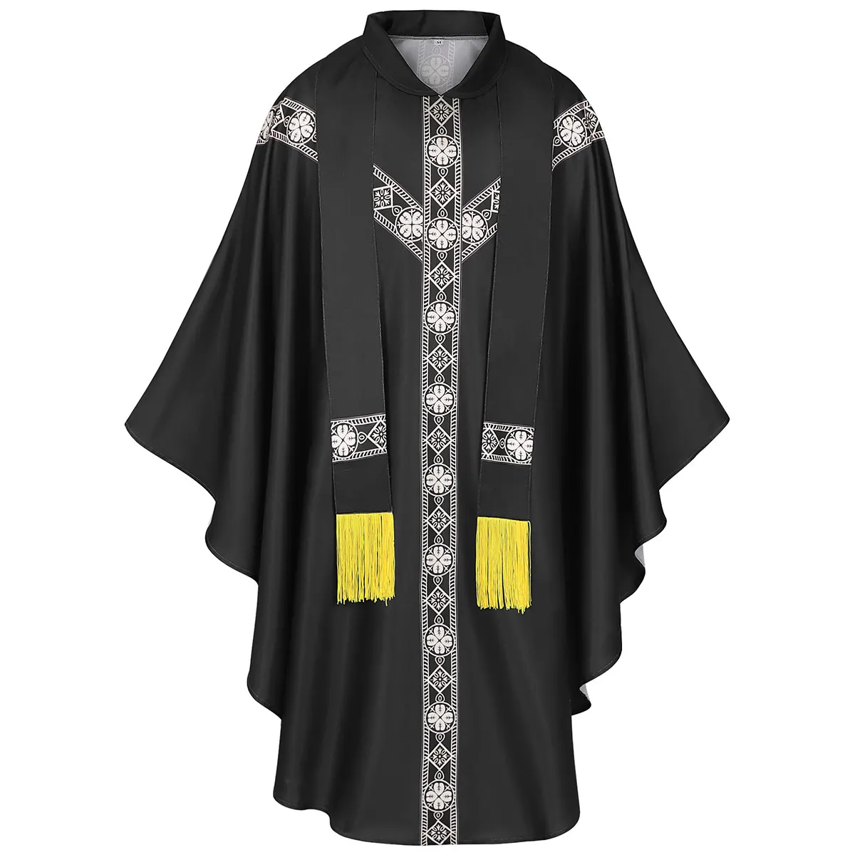 Medieval Priest Monk Cosplay Robe with Printed Cape detail 11