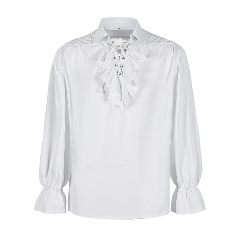 Medieval Puff Sleeve Drawstring Shirt for Cosplay and Stage detail 2