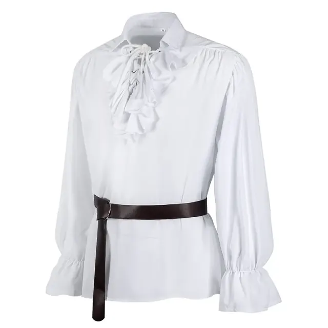 Chemise médiévale à manches bouffantes et cordon de serrage pour cosplay et scène détail 3