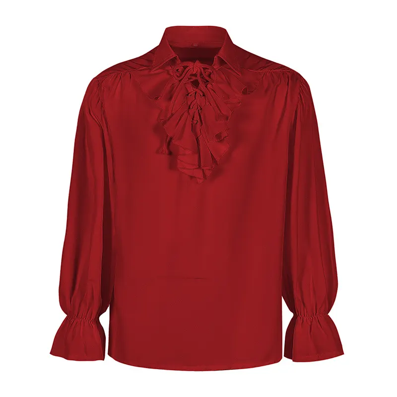 Medieval Puff Sleeve Drawstring Shirt for Cosplay and Stage detail 4