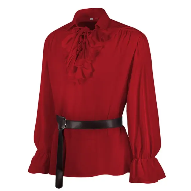 Chemise médiévale à manches bouffantes et cordon de serrage pour cosplay et scène détail 5