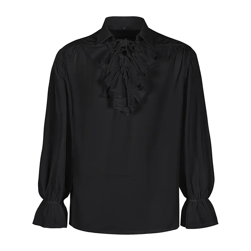 Medieval Puff Sleeve Drawstring Shirt for Cosplay and Stage detail 7
