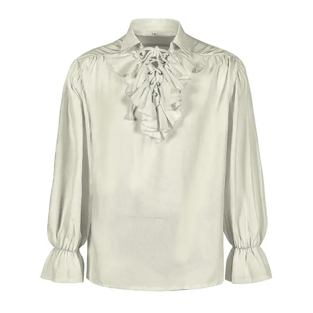 Chemise médiévale à manches bouffantes et cordon de serrage pour cosplay et scène détail 10
